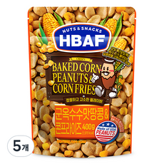 HBAF 넛츠앤스낵스 군옥수수맛 땅콩 앤 콘프라이즈, 400g, 5개