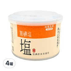 TAIYEN 台塩生技 健康無碘鹽, 低碘飲食者適用, 300g, 4罐