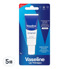 Vaseline 凡士林護唇膏 - 高度滋潤保濕, 經典無香, 10g, 5條