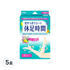 LION 獅王 休足時間 清涼舒緩貼片, 採用舒適材質, 高含水凝膠貼布, 有效減少足部疲勞, 18片, 5盒