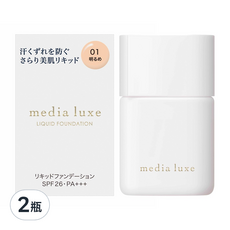 media 媚點 台灣公司貨 輕透持效粉底液 25ml, 01明亮, 2瓶