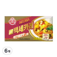 오뚜기 백세카레 고형 약간매운맛, 200g, 6개