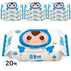 순둥이 프리미엄 플레인 무향 유아물티슈 캡형 65평량, 70매, 20팩