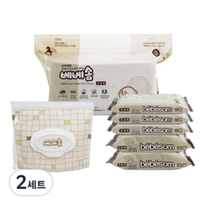 베베솜 순면 건티슈 10매 x 3p + 20매 x 2p + 100매 + 지퍼백 세트 1, 60g, 2세트