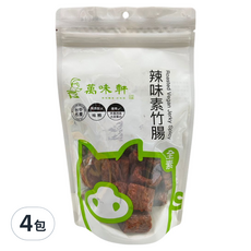 萬味軒 辣味素竹腸,4包,150g - 台中名產, 無味精, 非基改大豆蛋白, 辣味零食