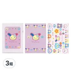 sun-star 三麗鷗L型A5資料夾/貼紙套組, 花小兔, 3組