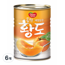 동원 황도 슬라이스 복숭아 통조림, 400g, 6개