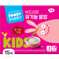 푸디버디 부드러운 유기농 쌀밥 3p, 140g, 15개 140g × 15개 섬네일