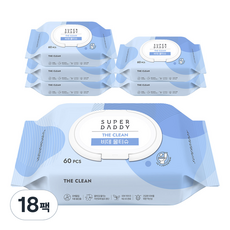 슈퍼대디 더클린 비데 물티슈 캡형, 60g, 60개입, 18개