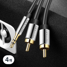 벤션 무산소 3.5mm 스테레오 to 2 RCA 오디오 케이블 03 1.5m, 혼합색상, 4개