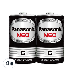 Panasonic NEO 黑色錳乾電池 碳鋅電池 2號, 6個裝, 4組