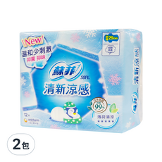 SOFY 蘇菲 清涼薄荷 清新涼感衛生棉, 29cm, 12片, 2包