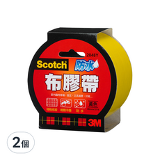 3M Scotch 防水布膠帶, 48mm x 15Yd, 黃色, 輕鬆手撕, 2個
