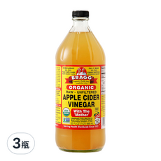 統一生機 Bragg 有機蘋果醋, 未經過濾、稀釋，保持原始風味, 946ml, 3瓶