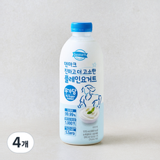 덴마크 진하고 더 고소한 무가당 플레인 요거트, 4개, 1개입, 970ml