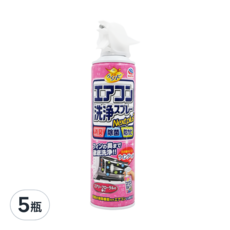 興家安速 冷氣清潔劑 粉色花香, 日本原裝進口, 強力去汙, 深層清潔, 99.9%抑菌, 420ml, 5瓶