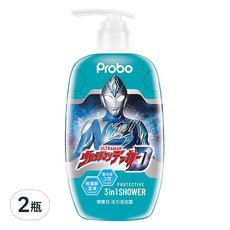 Probo 博寶兒 ULTRAMAN 活力泡泡露 胺基酸潔淨 3效 3in1沐浴露, 500ml, 2瓶