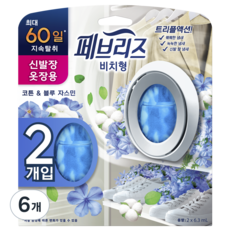 페브리즈 신발장 옷장용 비치형 코튼앤블루자스민 방향제, 12.6ml, 6개