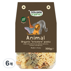 리틀파스타오가닉스 아동용 유기농 파스타 애니멀, 300g, 6개