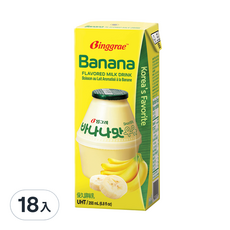 Binggrae 香蕉牛奶 保久調味乳 Set 6, 韓國人氣飲品, 60%生乳量, 200ml, 18入
