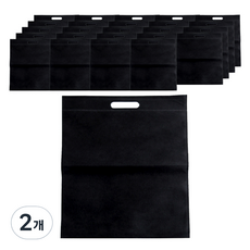부직포 손잡이봉투 쇼핑백 25 x 35 cm 25p, 블랙, 2개