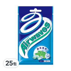 Airwaves 超涼薄荷無糖口香糖，5包入, 28g, 25包