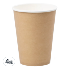 公版冷熱共用杯 Set 50, 12oz 牛皮色, 單層食品紙+雙面PE淋膜, 耐熱90度冷熱飲皆適用, 50個, 4組