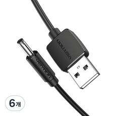 벤션 USB A-DC 3.5mm 충전케이블 CEX, 1.5m, 블랙, 6개