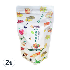 元氣家 綜合蔬菜脆片, 真空脫水技術, 保留蔬菜風味, 無添加人工色素香精, 無防腐劑, 健康美味, 100g, 2包