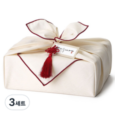인디케이 광목 보자기 + 상자 + 태슬 + 스티커 텍 포장세트 4호, 아이보리, 3세트