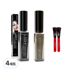 Divaderm 睫毛延長器 + 眉毛延長器卡布奇諾棕色 + 紅色刷 2 件套, 4組, 睫毛 + 眉毛 + 刷 2p