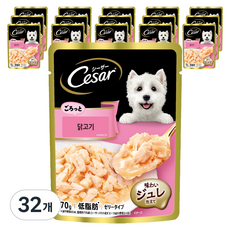 시저 강아지 주식파우치 닭고기, 닭, 70g, 32개