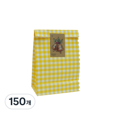 체크 페이퍼백 선물 포장봉투, 옐로우, 150개