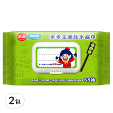 奈森克林 乖乖金順純水濕巾, 88張, 2包