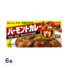 House 好侍 佛蒙特咖哩塊, 蘋果蜂蜜風味, 甜味咖哩, 230g, 12 份, 6盒