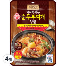 오뚜기 오늘밥상 바지락새우 순두부찌개 양념, 90g, 4개