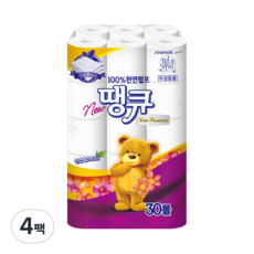 땡큐 데코3겹 천연펄프 롤화장지 30m, 30개입, 4개