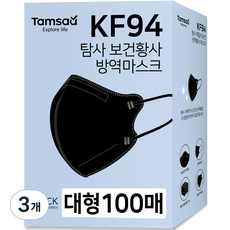 탐사 데일리 KF94 마스크 대형 (레귤러핏), 100매입, 3개, 블랙