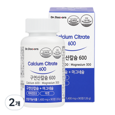 닥터닥터스 구연산 칼슘 600 플러스 마그네슘 플러스 아연 비타민D, 90정, 2개