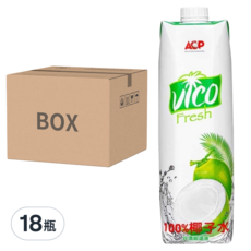 Vico Fresh 微渴 100%椰子水, 1000毫升 X 6, 純椰子水製成 無添加劑, 低熱量配方, 1L, 18瓶