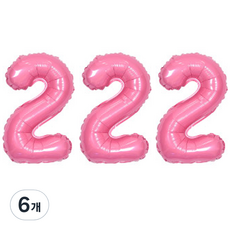 JOYPARTY 숫자 은박 풍선 대, 6개, 핑크 2