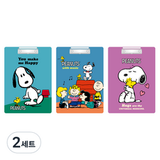 피너츠 스누피 클립보드 3종, 랜덤 발송, 2세트