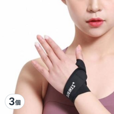 AOLIKES 奧力克斯 繃帶式護指護腕, 黑色, 尼龍棉綸材質, M/L碼, 左右手通用, 3個, 右手款