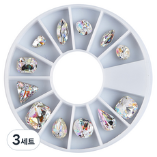메이브라운 반해라 3D 스톤 원석 세트 2-22, 혼합 색상, 3세트