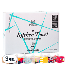주방의품격 키친타올 + 디자인 케이스, 1500개입, 3세트