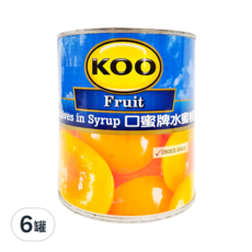 KOO 口蜜牌 水蜜桃罐頭, 825公克, 特選品質, 825g, 6罐