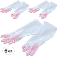 라이프랩 손끝 컬러 고무장갑 M 양손세트, 핑크, 6세트, 중(M)