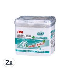 3M 細滑牙線棒 薄荷木糖醇, 136支, 2盒