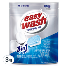 해피홈 유한양행 이지워시 식기세척기 세제 베이킹소다 53p, 530g, 3개
