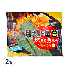 良澔 片烤海苔 魷魚風味, 甜辣風味 厚切爽脆, 32g, 2包